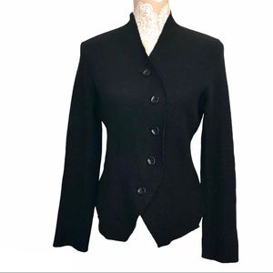 Duarte Wool Asymmetrical Button Up Black Jacket L